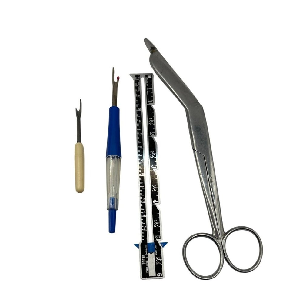 Vintage Sewing Tool Set: Scissors Seam Rippers & Measuring Gauge A600